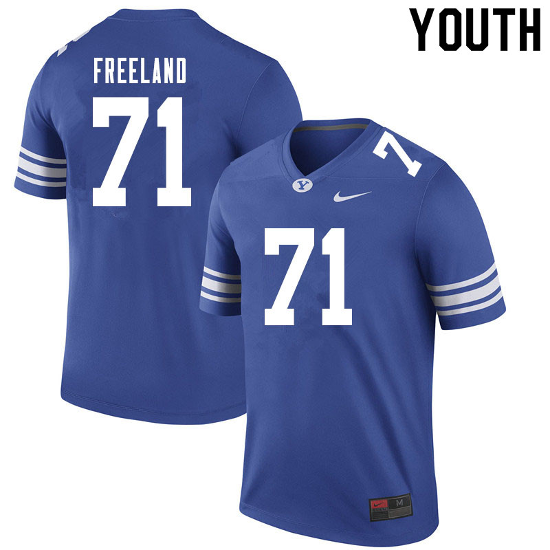 Youth #71 Blake Freeland BYU Cougars College Football Jerseys Sale-Royal